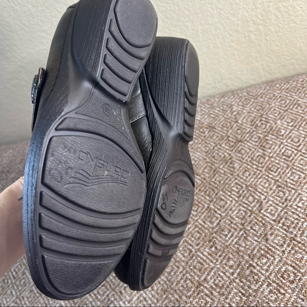 Dansko Adelle Mary Jane Wedge Black Leather Comfortable Dark Academia Sz 38-7.5 - Picture 6 of 11